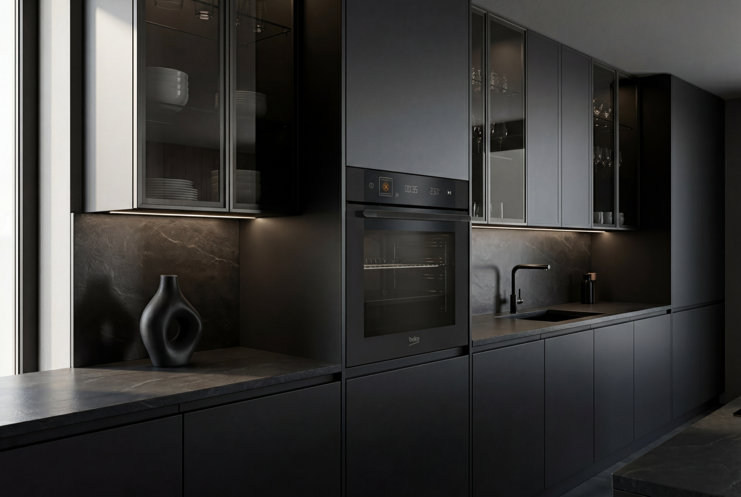 תנור שחור מט beko